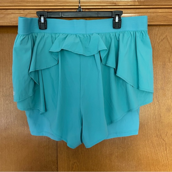 PopFlex On The Run Ruffle Athletic Workout Shorts Blue Size 1x - Picture 8 of 10